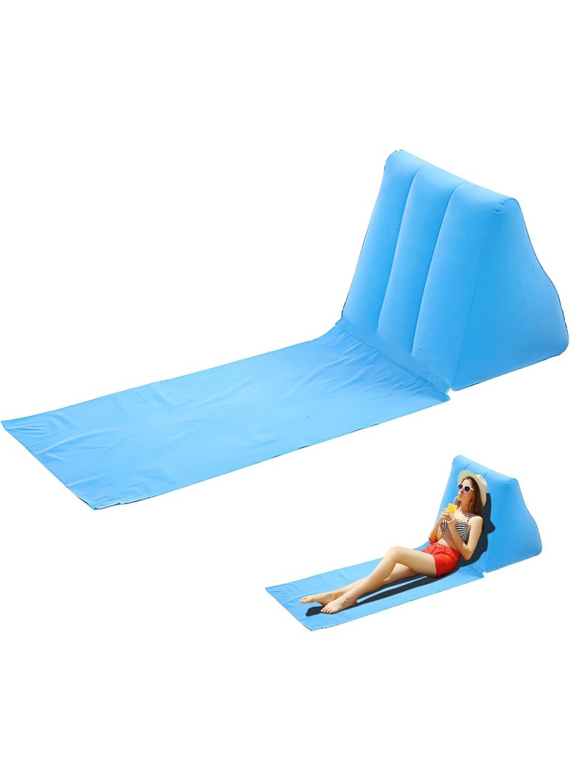 Suicune Inflatable Back Cushion Portable Beach Reclining Lounger Wedge Shape Lounger Cushion Beach Mat Foldable Waterproof Flocking BackRest Chair for Outdoor Camping