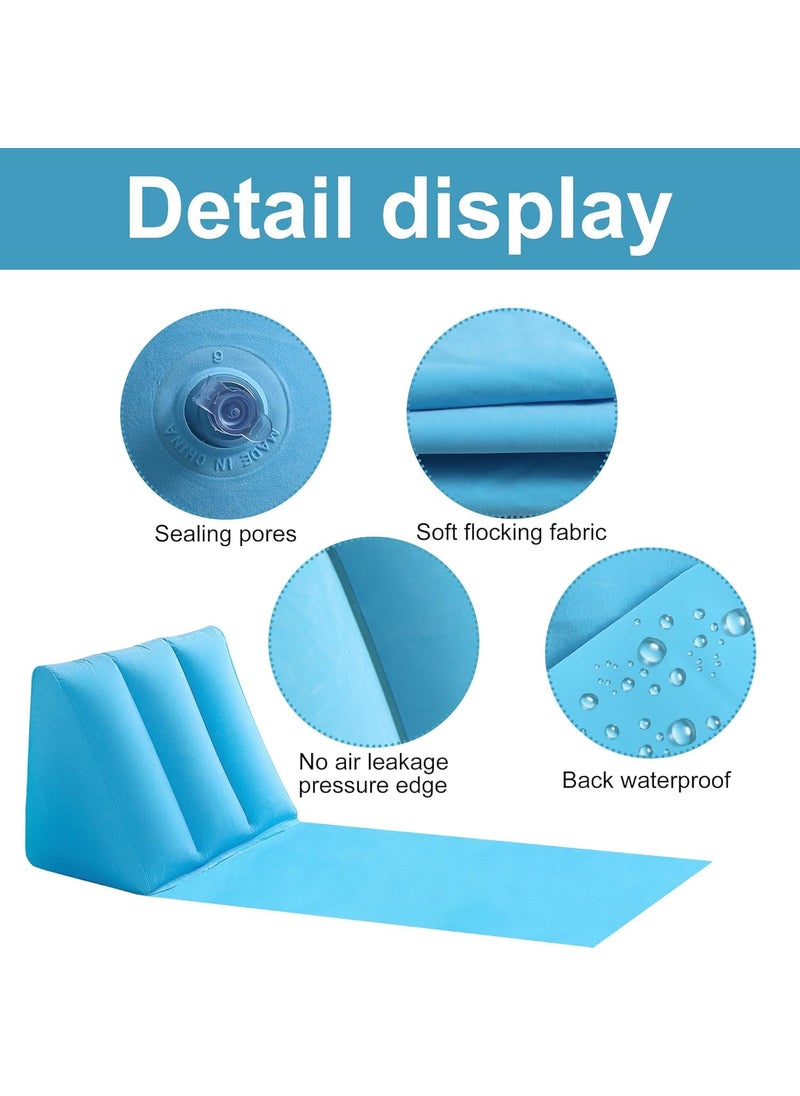 Suicune Inflatable Back Cushion Portable Beach Reclining Lounger Wedge Shape Lounger Cushion Beach Mat Foldable Waterproof Flocking BackRest Chair for Outdoor Camping