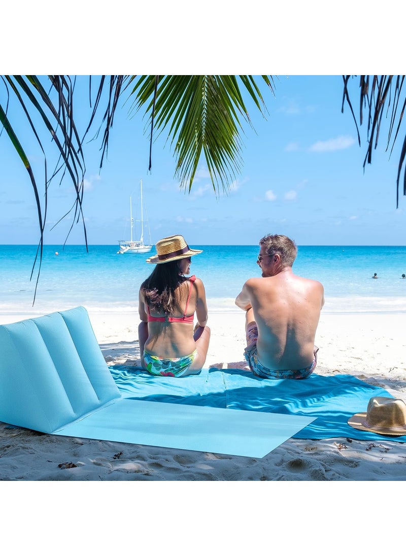 Suicune Inflatable Back Cushion Portable Beach Reclining Lounger Wedge Shape Lounger Cushion Beach Mat Foldable Waterproof Flocking BackRest Chair for Outdoor Camping