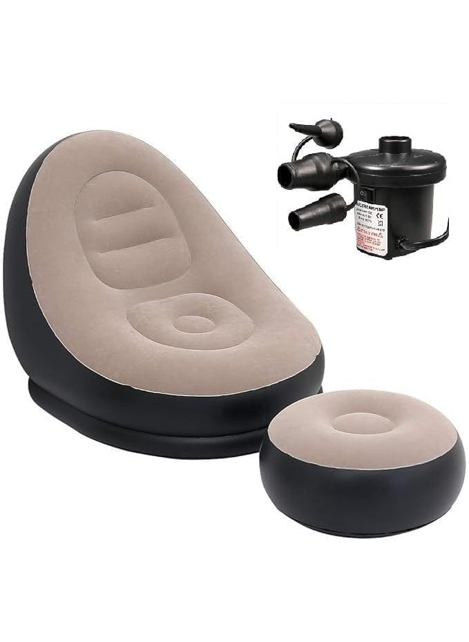 SHRI MODESHWARI ENTERPRISE olding ChairInflatable Sofa Chair with Foot Stool and Air Pump Picnic Indoor Outdoor Chairs Multicolor Inflatable Chair