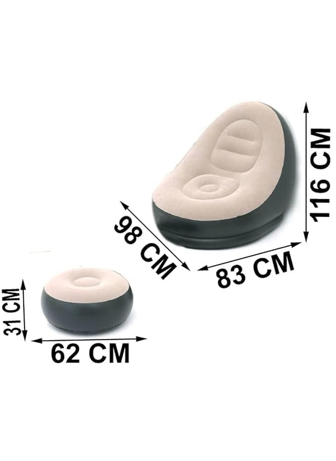 SHRI MODESHWARI ENTERPRISE olding ChairInflatable Sofa Chair with Foot Stool and Air Pump Picnic Indoor Outdoor Chairs Multicolor Inflatable Chair