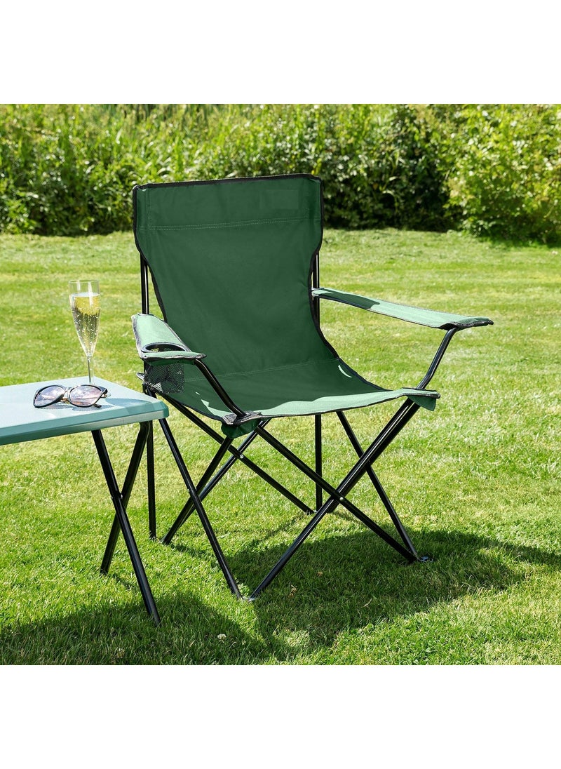 EBOFAB Outdoor Folding Chair with Arm Rest Cup Portable Camping Beach Chair FishingLawnPatio Travelling Chair Multicolour