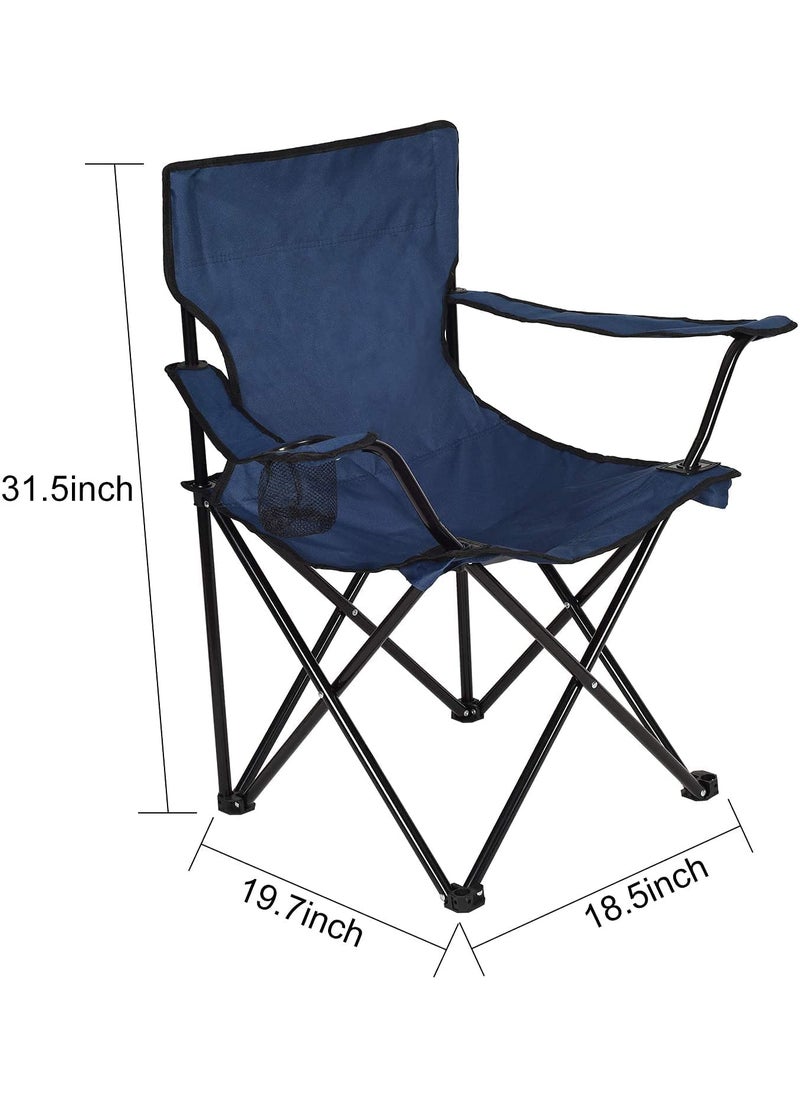 Sarjak Camping Fishing Quad Chair Foldable Beach Garden Lounger with Cup Holder Large Steel Frame Collapsible Portable Lumbar Back Support for Outdoor Picnic Sport