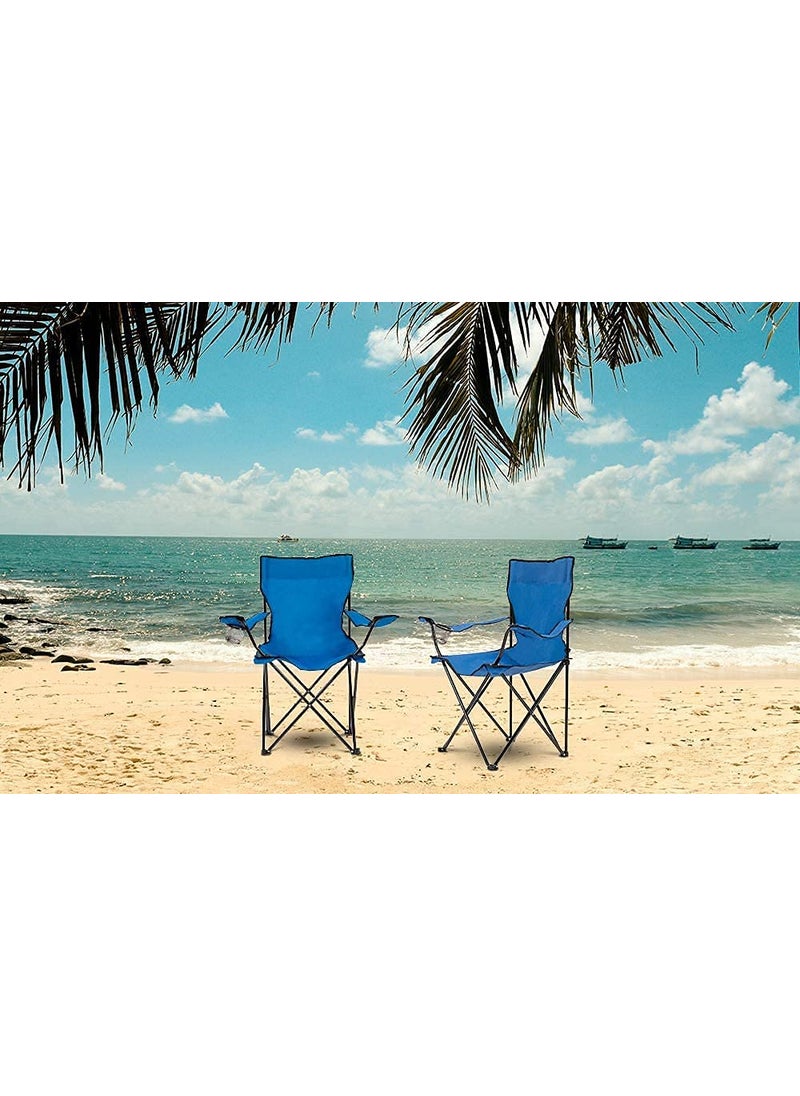 Sarjak Camping Fishing Quad Chair Foldable Beach Garden Lounger with Cup Holder Large Steel Frame Collapsible Portable Lumbar Back Support for Outdoor Picnic Sport