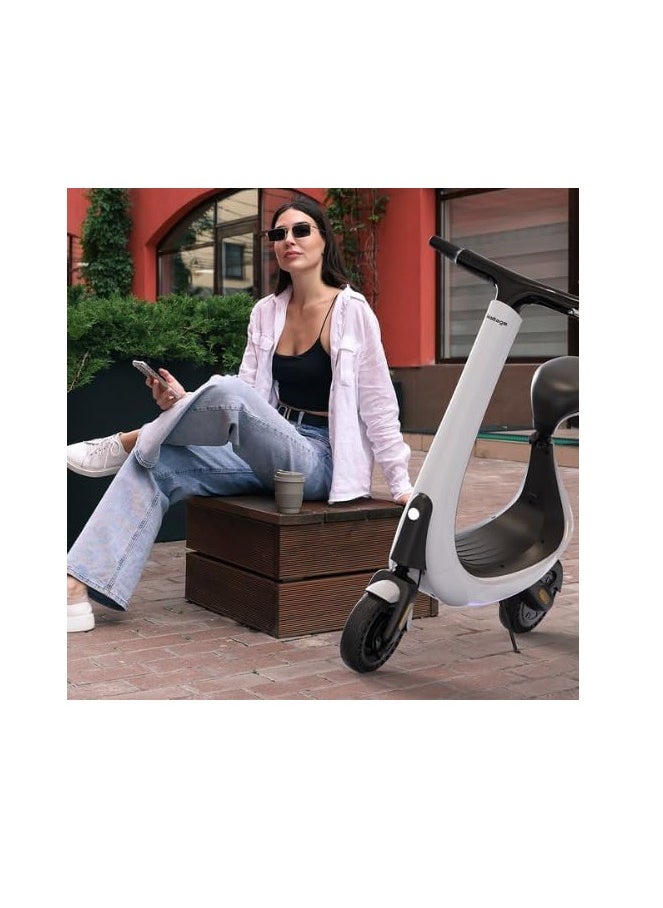 SCT03 PowerMotion Electric Scooter with Seat, 350W Motor, 25 km to h Speed, 45 to 50 km Range, Digital Display, Turn Signals, KeyCard Lock, Front and Rear Shock Absorber, Brake, Lights,
