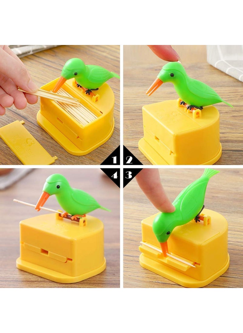 Piqray Automatic Toothpick Dispenser Bird Shape Toothpick Holder Press Get Toothpick Storage Box Gift for Children Kids Toothpick Holder Stand Smart Bird Toothpick Dispenser