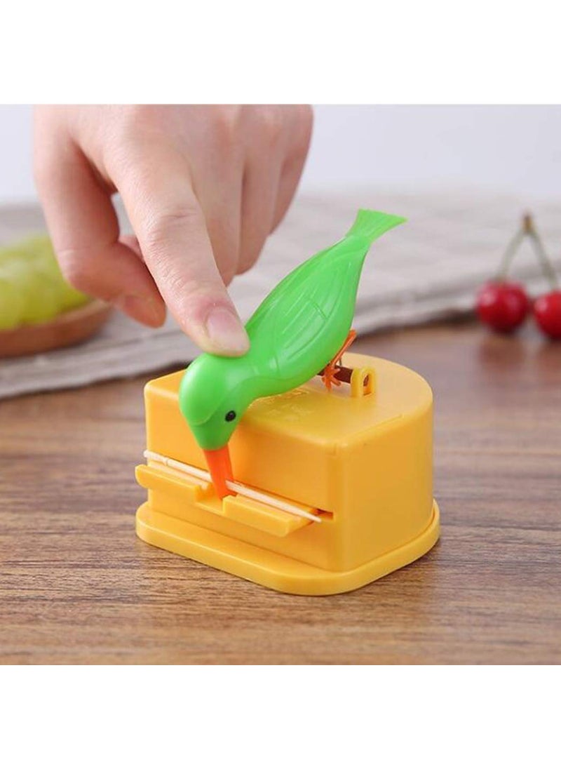 Piqray Automatic Toothpick Dispenser Bird Shape Toothpick Holder Press Get Toothpick Storage Box Gift for Children Kids Toothpick Holder Stand Smart Bird Toothpick Dispenser