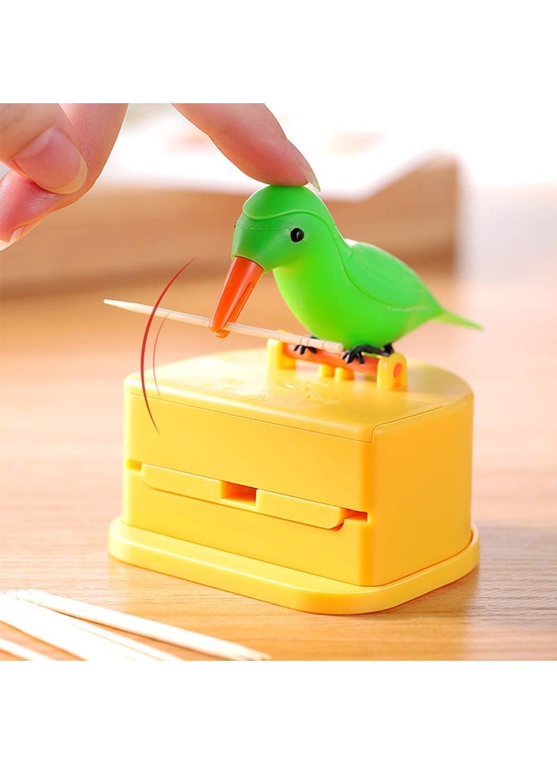 Piqray Automatic Toothpick Dispenser Bird Shape Toothpick Holder Press Get Toothpick Storage Box Gift for Children Kids Toothpick Holder Stand Smart Bird Toothpick Dispenser