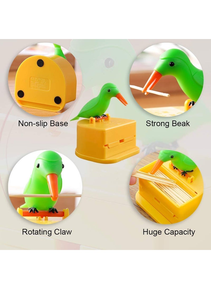 Piqray Automatic Toothpick Dispenser Bird Shape Toothpick Holder Press Get Toothpick Storage Box Gift for Children Kids Toothpick Holder Stand Smart Bird Toothpick Dispenser