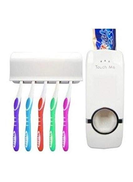 DHYANI Automatic Toothpaste Dispenser and Tooth Brush Holder Set