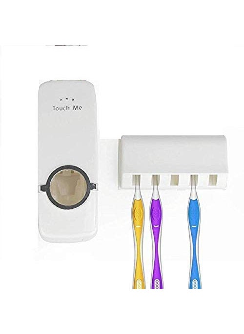 DHYANI Automatic Toothpaste Dispenser and Tooth Brush Holder Set