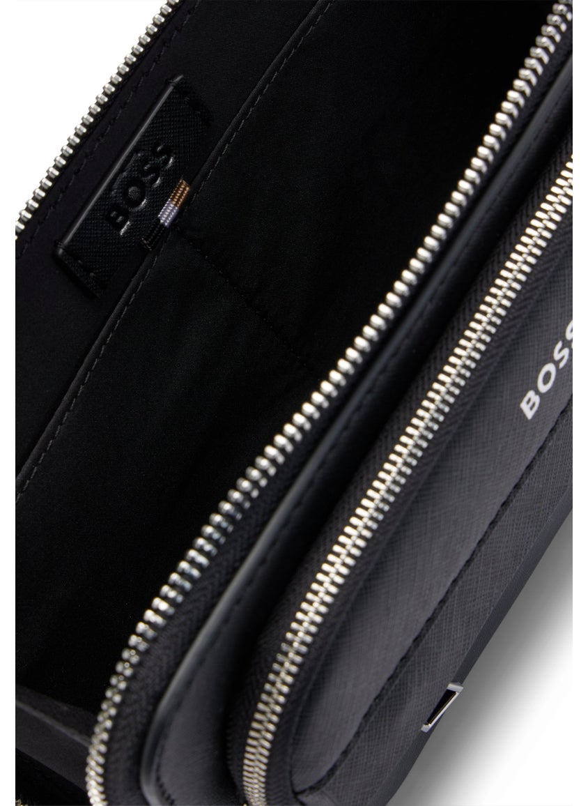 Structured crossbody bag with branded trims