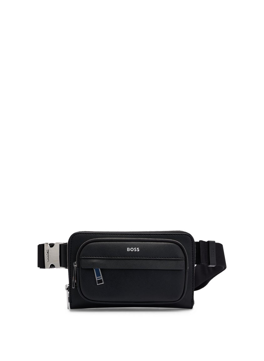 Structured crossbody bag with branded trims