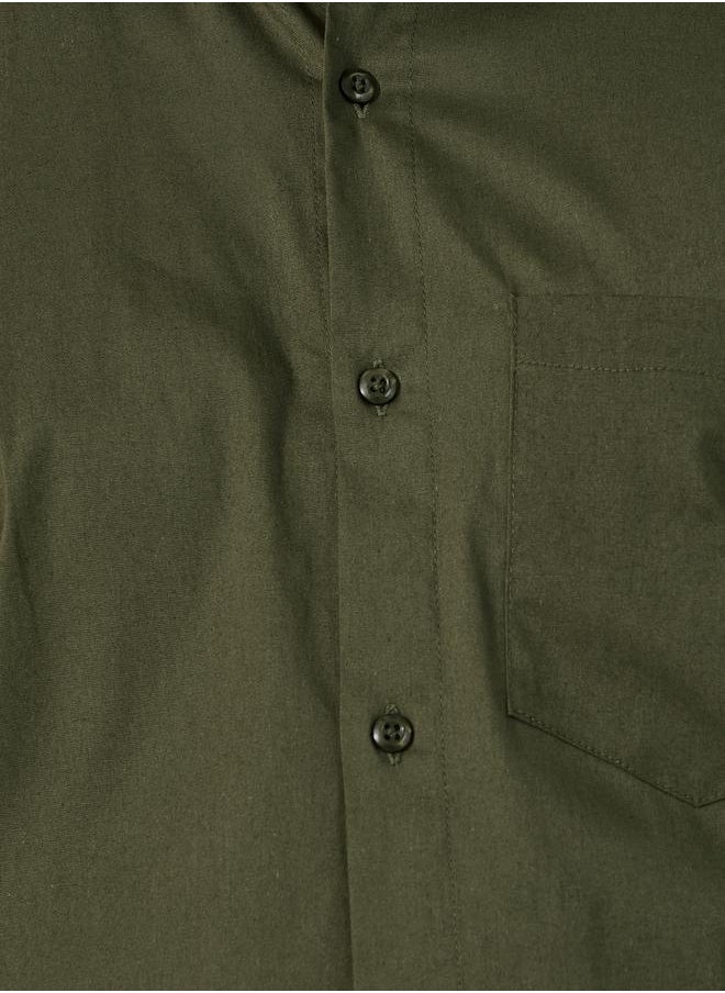 Sim Fit Chest Pocket Spread Collar Shirt