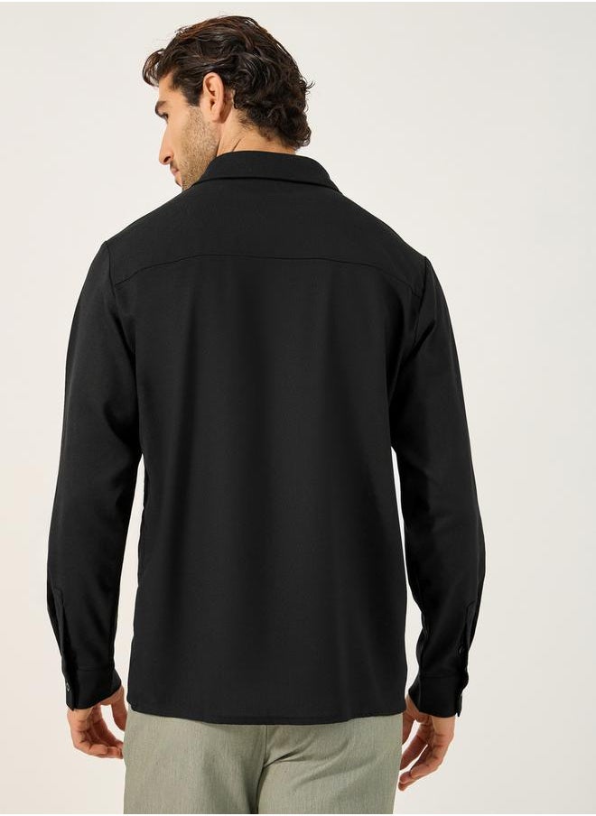 Embroidered Relaxed Fit Spread Collar Shirt
