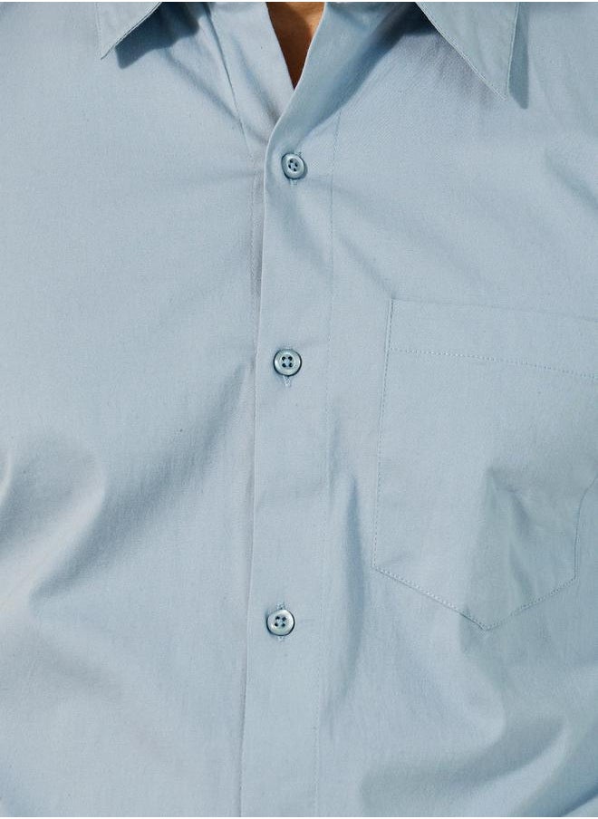 Sim Fit Chest Pocket Spread Collar Shirt