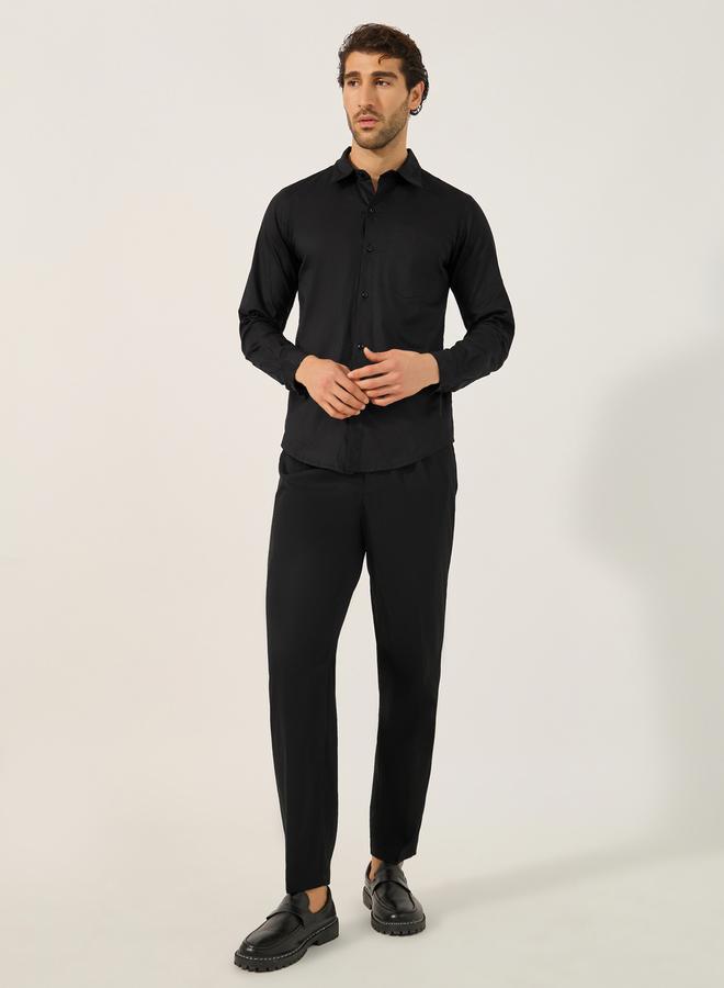 Sim Fit Chest Pocket Spread Collar Shirt
