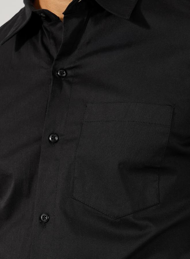 Sim Fit Chest Pocket Spread Collar Shirt