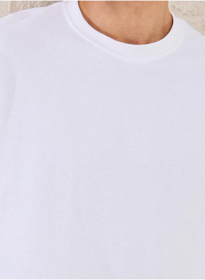 Plain Contrast Detail Oversized T-Shirt