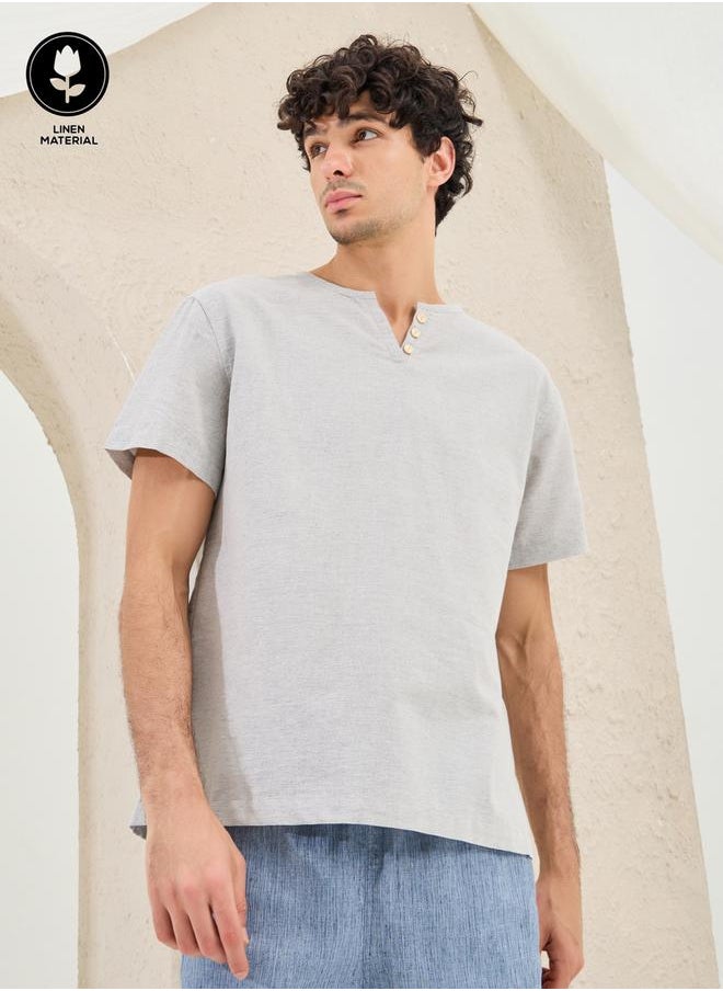 Solid Notch Neck Oversized T-Shirt