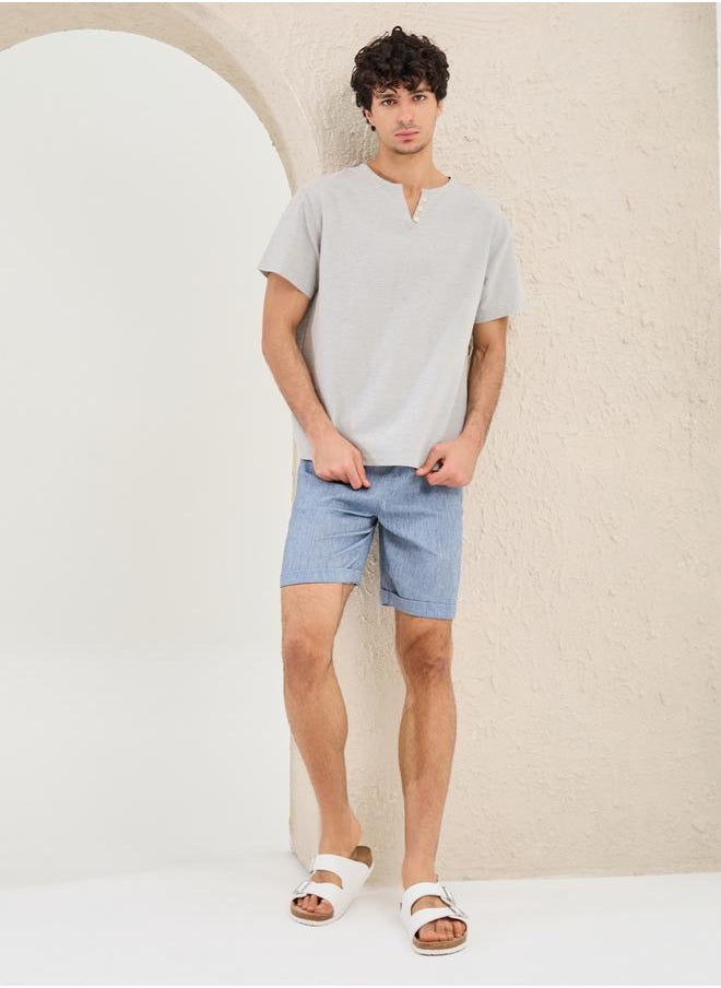 Solid Notch Neck Oversized T-Shirt