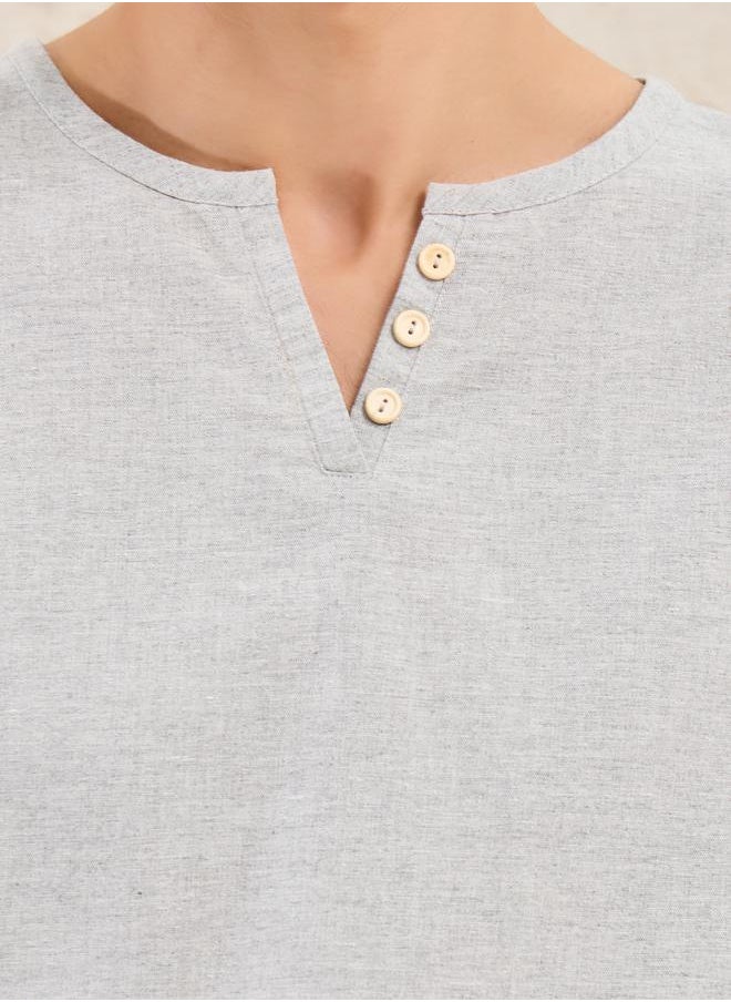 Solid Notch Neck Oversized T-Shirt