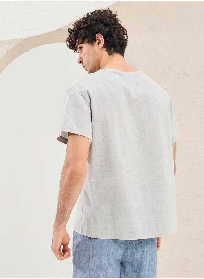 Solid Notch Neck Oversized T-Shirt