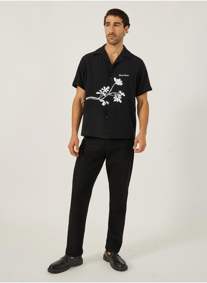 Printed Relaxed Fit Resort Collar Shirt