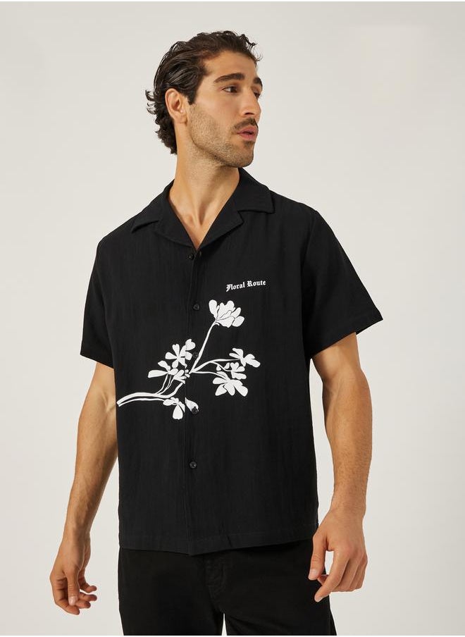 Printed Relaxed Fit Resort Collar Shirt