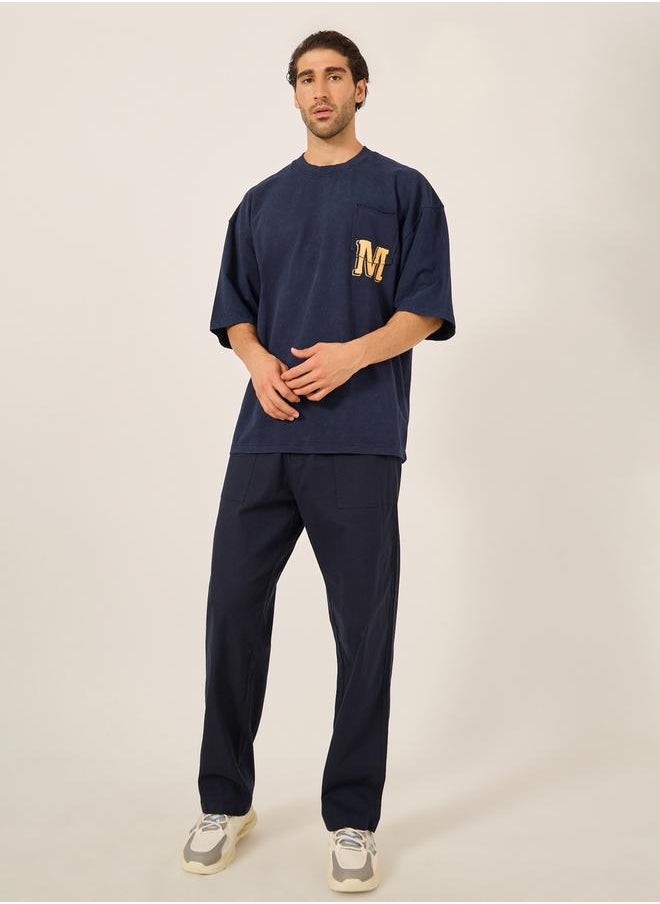 Minimal Print Pocket Acid Washed Boxy T-Shirt