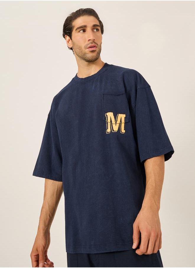 Minimal Print Pocket Acid Washed Boxy T-Shirt