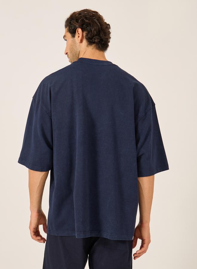 Minimal Print Pocket Acid Washed Boxy T-Shirt