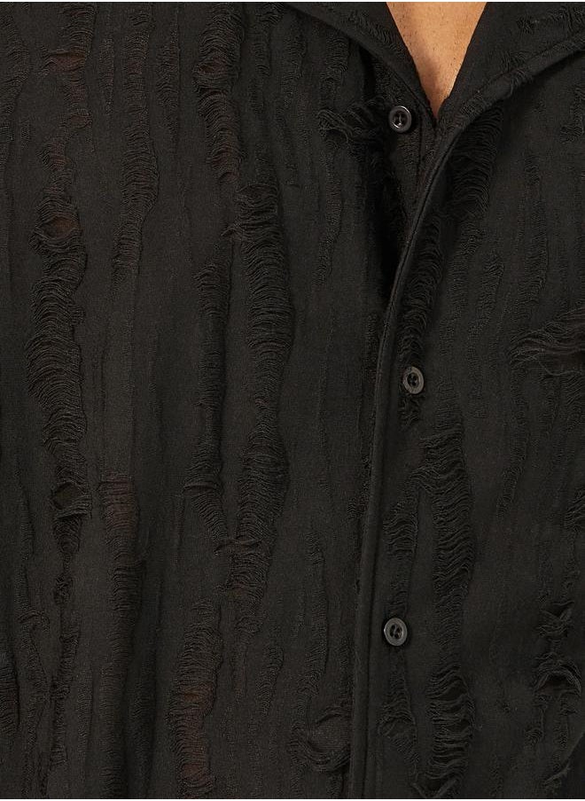 Textured Relaxed Fit Resort Collar Shirt