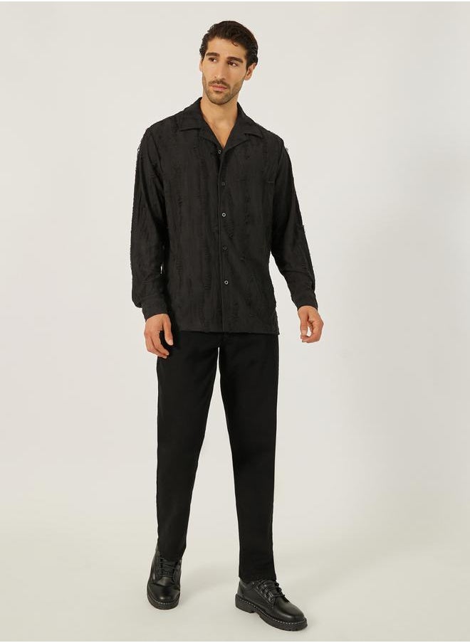 Textured Relaxed Fit Resort Collar Shirt