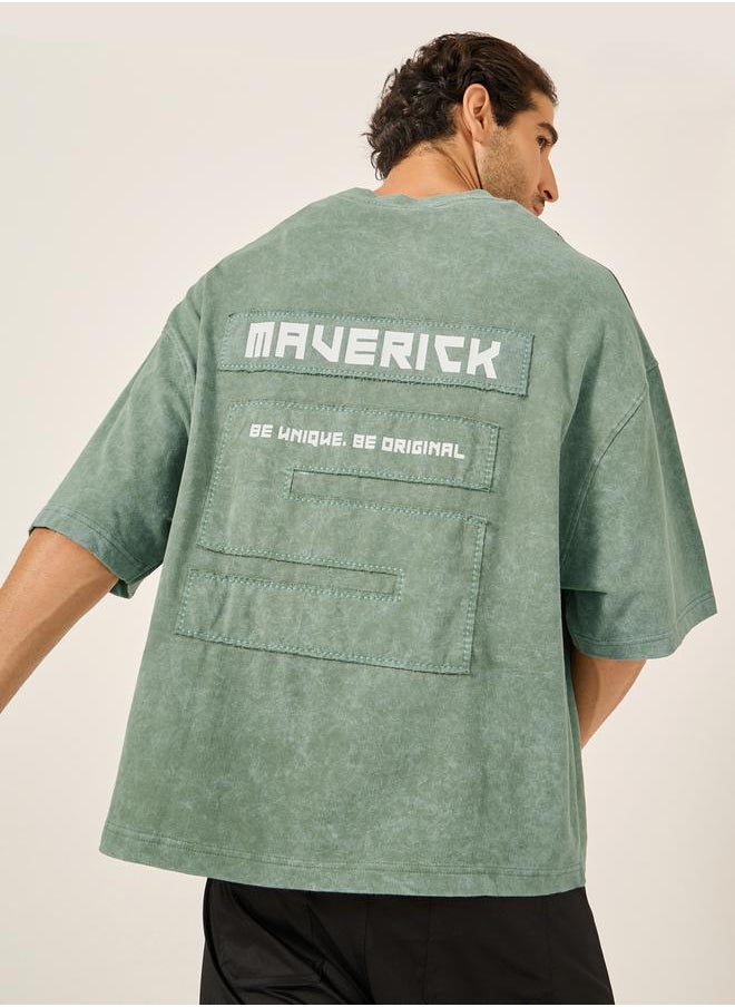Back Cut and Sew Print Boxy Fit T-Shirt