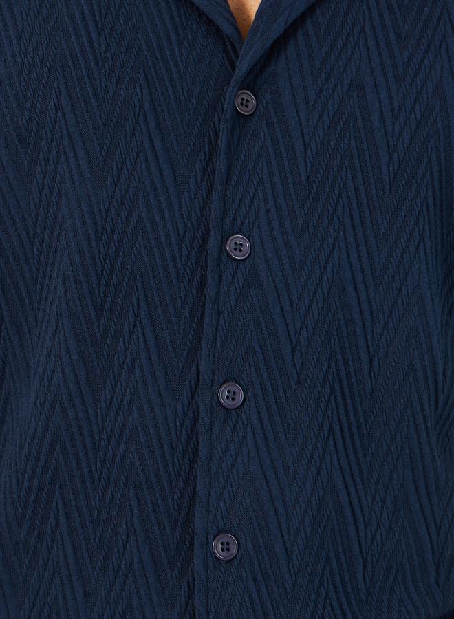 Textured Regular Fit Notch Label Shirt