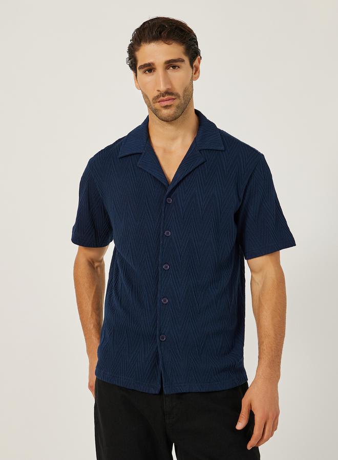 Textured Regular Fit Notch Label Shirt