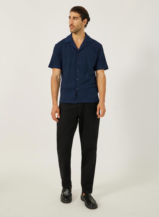 Textured Regular Fit Notch Label Shirt