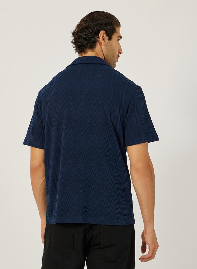 Textured Regular Fit Notch Label Shirt