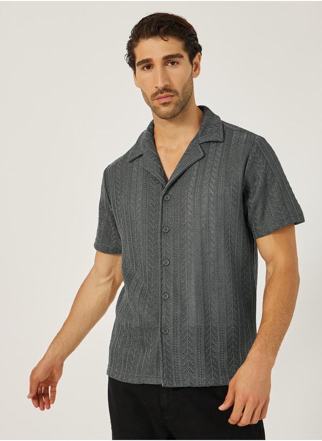 Textured Regular Fit Notch Label Shirt