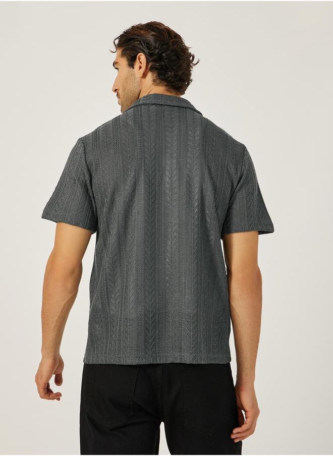 Textured Regular Fit Notch Label Shirt