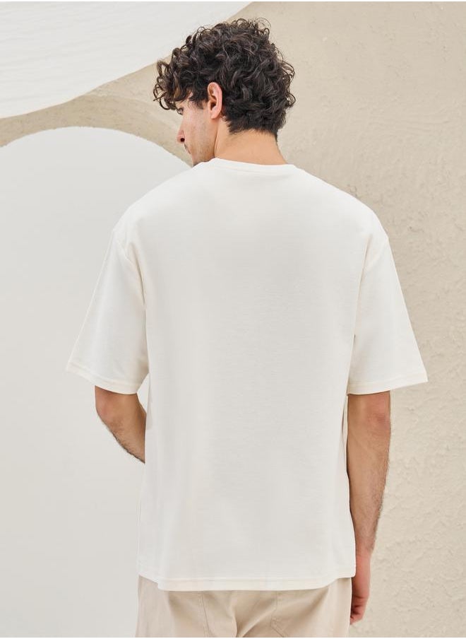 Slogan Embroidered Dropped Shoulder Oversized T-Shirt