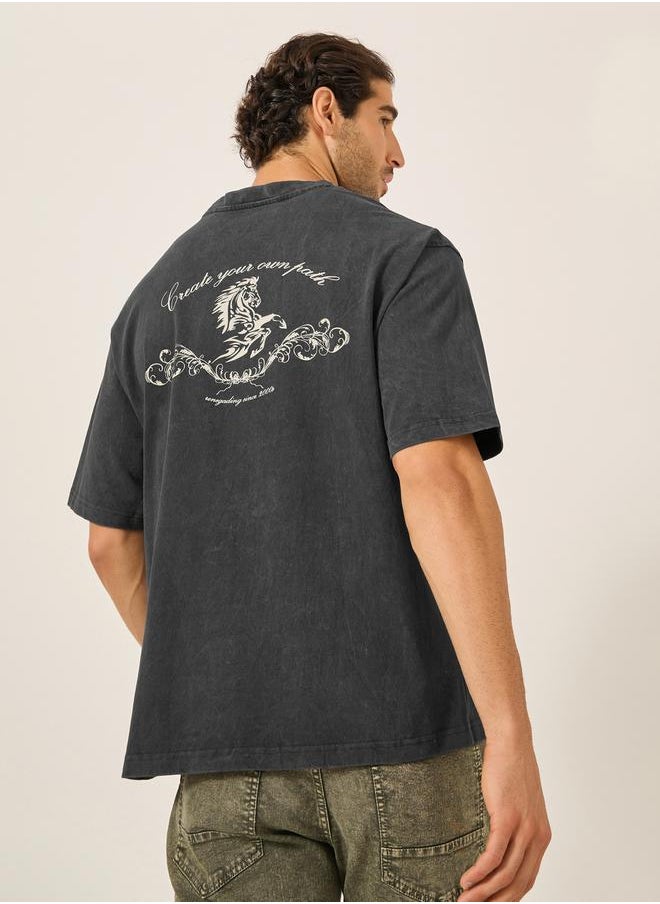 Washed Graphic Print Jersey Oversized T-Shirt