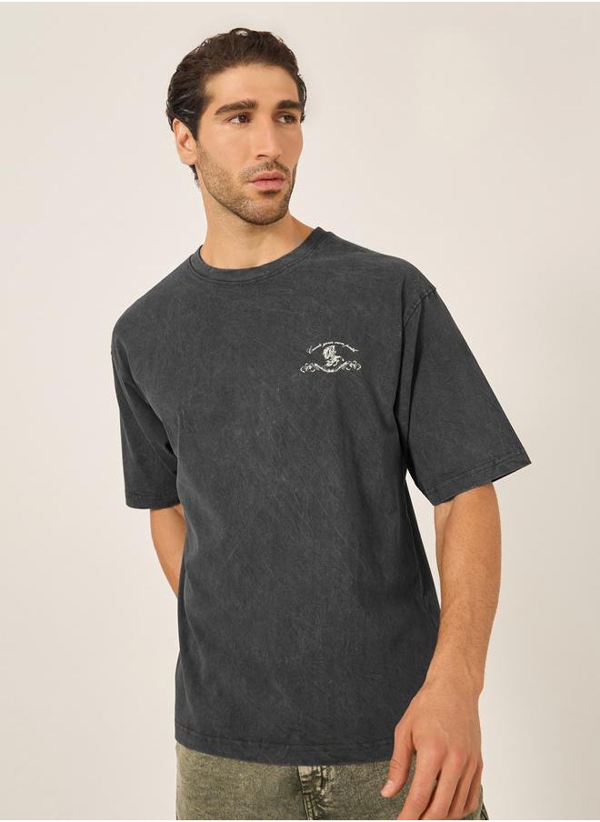 Washed Graphic Print Jersey Oversized T-Shirt