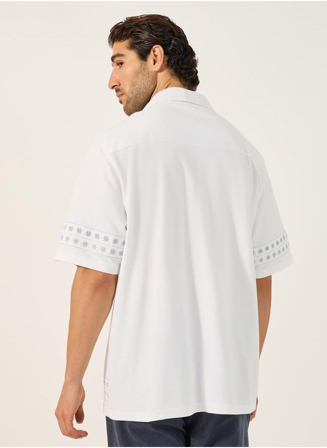 Textured Relaxed Fit Resort Collar Shirt