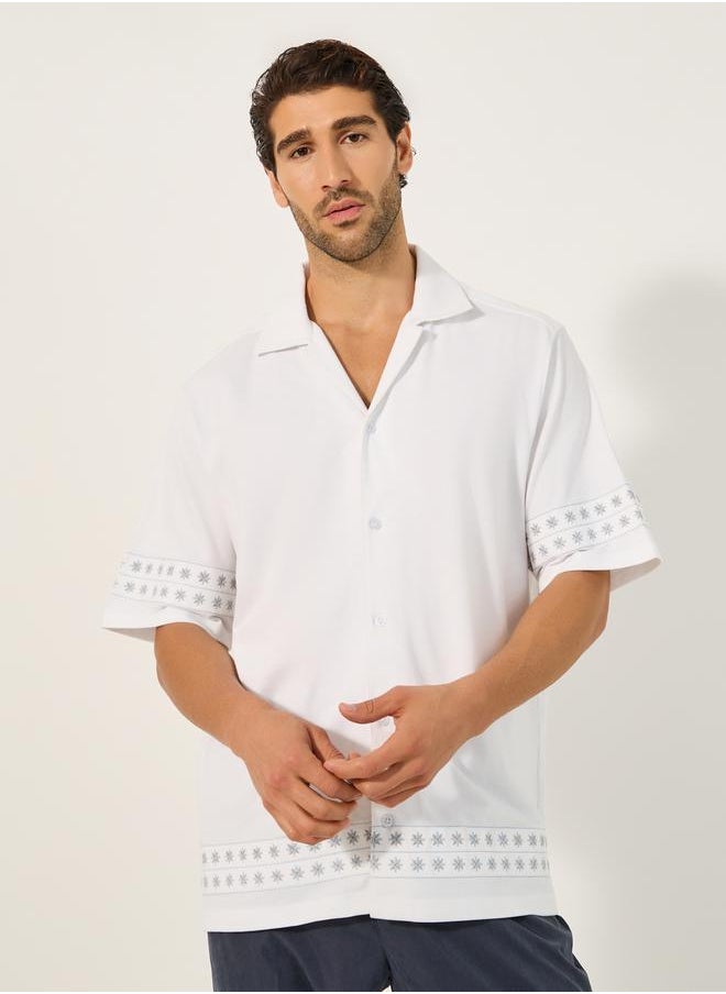 Textured Relaxed Fit Resort Collar Shirt