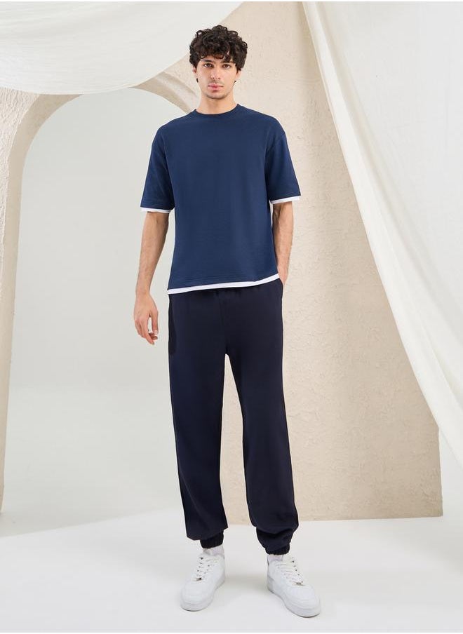 Plain Contrast Detail Oversized T-Shirt
