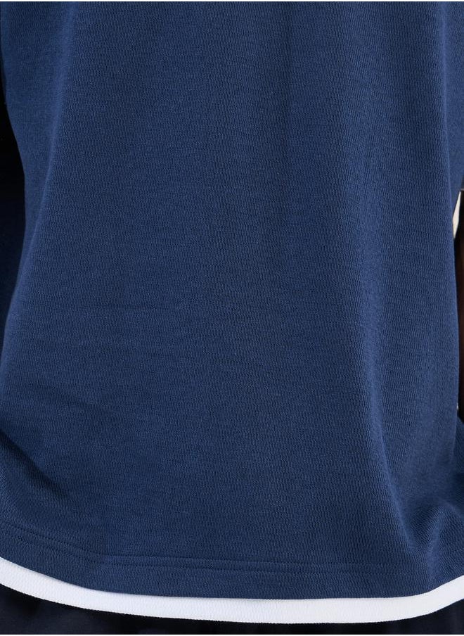 Plain Contrast Detail Oversized T-Shirt