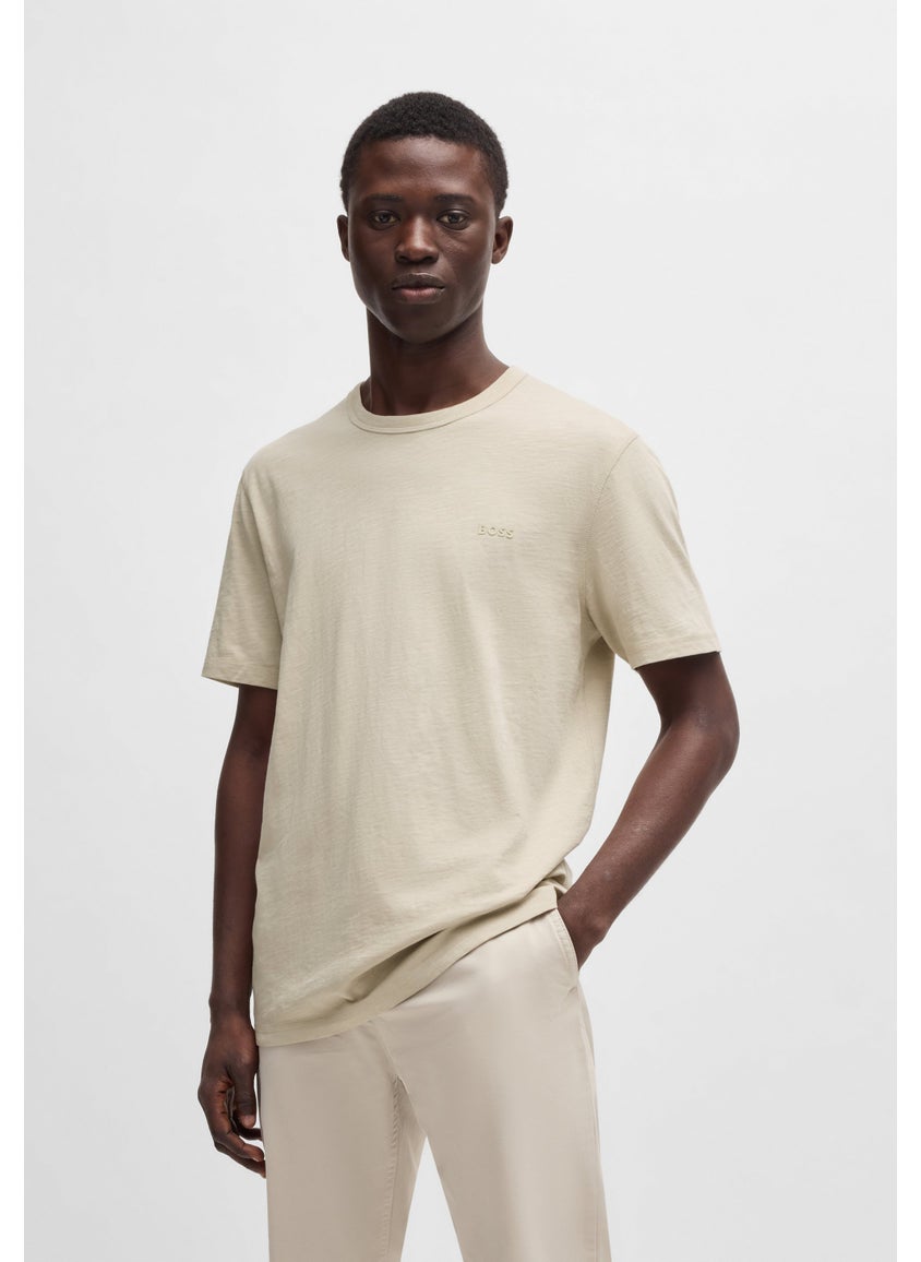 Regular-fit T-shirt in slub cotton with logo detail