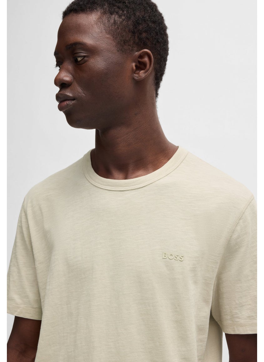 Regular-fit T-shirt in slub cotton with logo detail